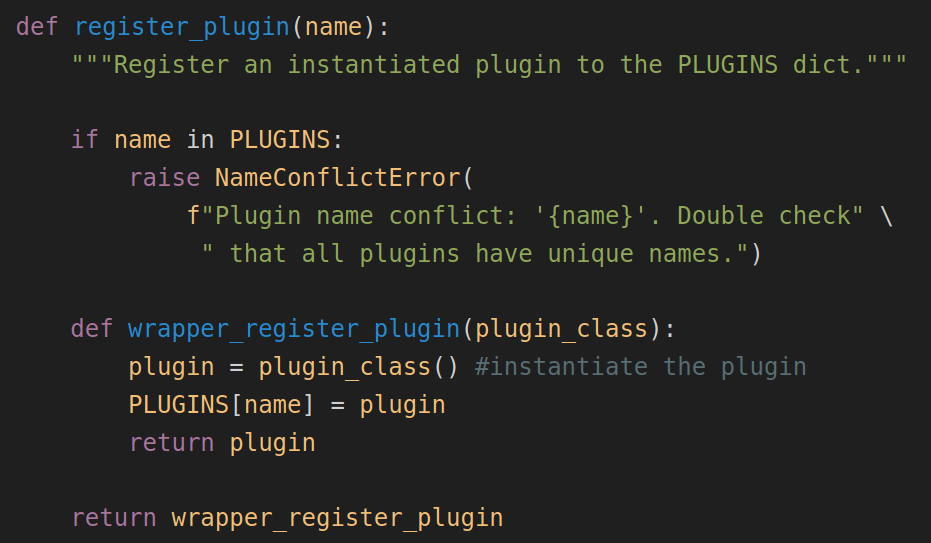 The python decorator used to make the system aware of a plugin.